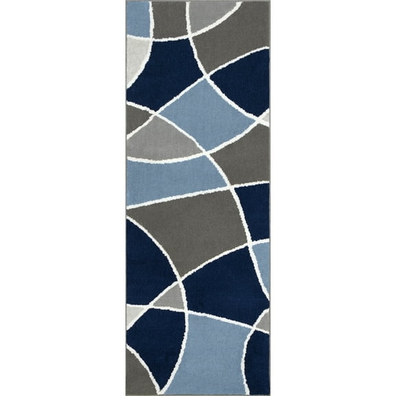Better Homes & Gardens Indoor Blue Geo Area Rug, 22" x 60"