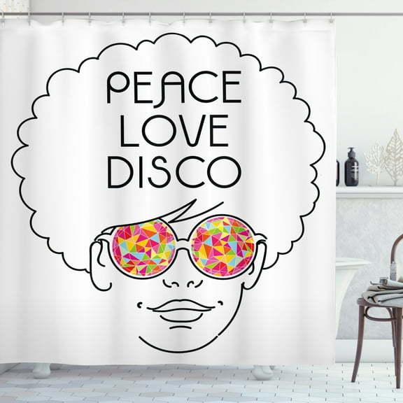 Ambesonne Hippie Shower Curtain, Girl Afro Hair Glasses, 69"Wx84"L, Multicolor
