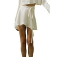 thumbnail image 3 of hirigin Women Mini Skirt, High Waist Solid A-line Bottoms Summer Skirt with Belt for Club Party, 3 of 9
