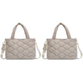 thumbnail image 1 of Bolso bandolera para mujer Bolso grande de nailon con relleno de algodón a la moda para mujer Beige, 1 of 9