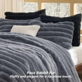 thumbnail image 2 of Faux Fur King Size Comforter Set - Grey Fluffy Comforter King Size, Soft and Cozy Shaggy Bedding Comforter Sets, Winter Warm Luxury Fuzzy Bed Set 3 Pieces, 1 Comforter and 2 Pillowcases, 2 of 7