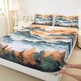 thumbnail image 3 of Homewish Natural Landscape Bed Sheets,Rustic Mountain Pien King Sheets,Orange Teal White Sheet Set For Girls Boys,Breathable Home Decor,4 Pieces, 3 of 7