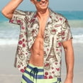 thumbnail image 7 of Disketp Hawaiian Shirts For Men,Paris Vintage Print Mens Casual Short Sleeve Button Down Shirts Beach Shirt, 7 of 7