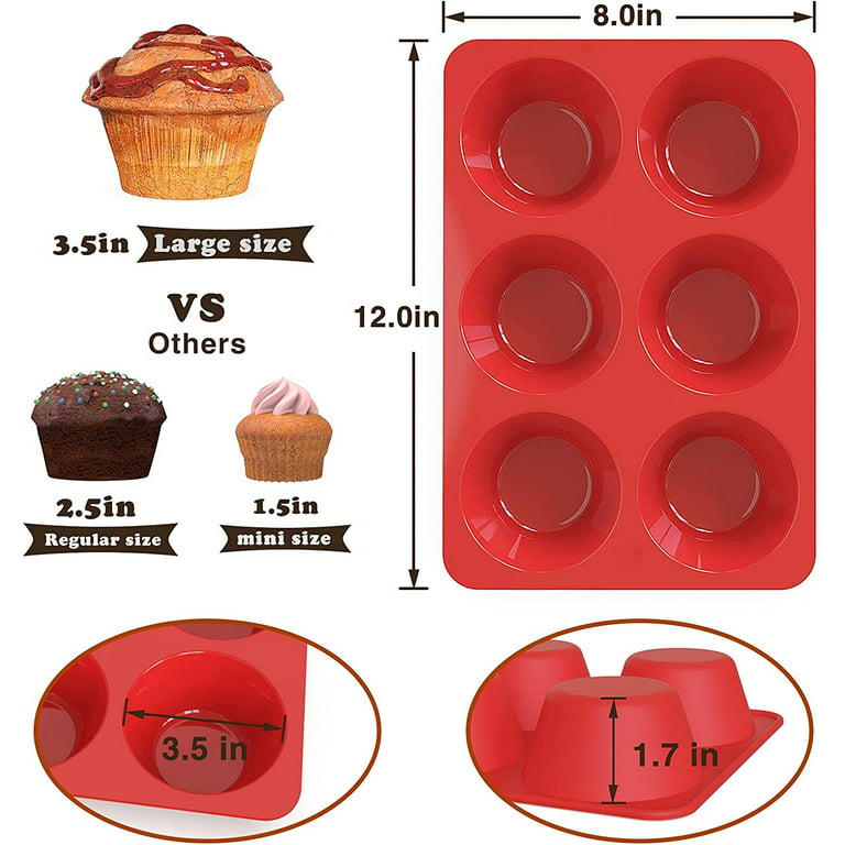 Silicone Jumbo Muffin Pan. 3.5 inch Large Cupcake Pan - Set of 2