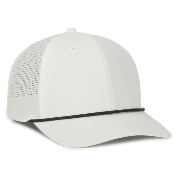 Outdoor Cap OC660 Perforated Performance w/Cord Cap-White-Black-Cord