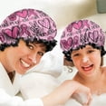 thumbnail image 6 of Shower Caps,Pink Breast Cancer and Love Waterproof Shower Cap for Women 4 Pieces,Double Reusable Hair Cover for Shower PEVA Elastic Stretch Hem, 6 of 7