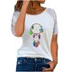 thumbnail image 1 of Moda Mujer Causal Rounk Cuello Impresión Blusa Manga corta Hollow Out Camiseta Verano Tops Fridja bn5735, 1 of 8