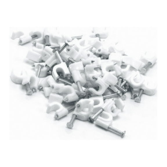 THE CIMPLE CO - Electrical Wire Cable Clips - White -100 Pieces- CATV Nail Clips 1/4 in (6mm)