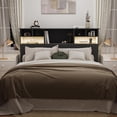 thumbnail image 4 of King Size Headboard only for Bedroom, Stylish King Bookcase Headboard with Built-in Charging Station & 2 LED Lights, Noise-Free King Wood HeadBoard with Storage, Bookshelf Headboard Black, 4 of 7