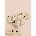 thumbnail image 5 of Cenuakty Baby Girl Summer Outfit Heart Print Rib Knit Short Fly Sleeve Romper Elastic Waist Shorts Headband 3Pcs Clothes Set, 5 of 9