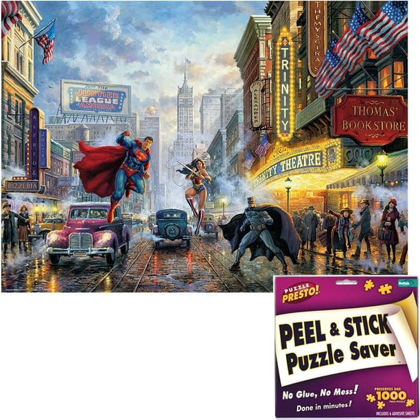 Set Thomas Kinkade Justice League Puzzle 1000 Pieces Hanger Preserver Walmart Com Walmart Com