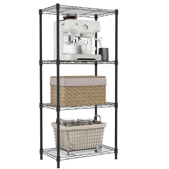 IZEUK 4 Tier Metal Wire Shelf Unit, Storage Rack Organizer for Garage, 352 Lbs, 17.7" W x 11.8" D x 41.9" H, Black