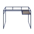 thumbnail image 3 of GZXS 48 Inch Home Office Glass Desk with Metal Frame & Wood Shelf, Modern Rectangular Writing Table Computer Desk, Easy to Assemble (Blue), 3 of 8