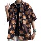 thumbnail image 5 of Camisa con botones para hombre, media manga, personajes de dibujos animados, camisa holgada informal con botones de manga corta para verano, 5 of 8