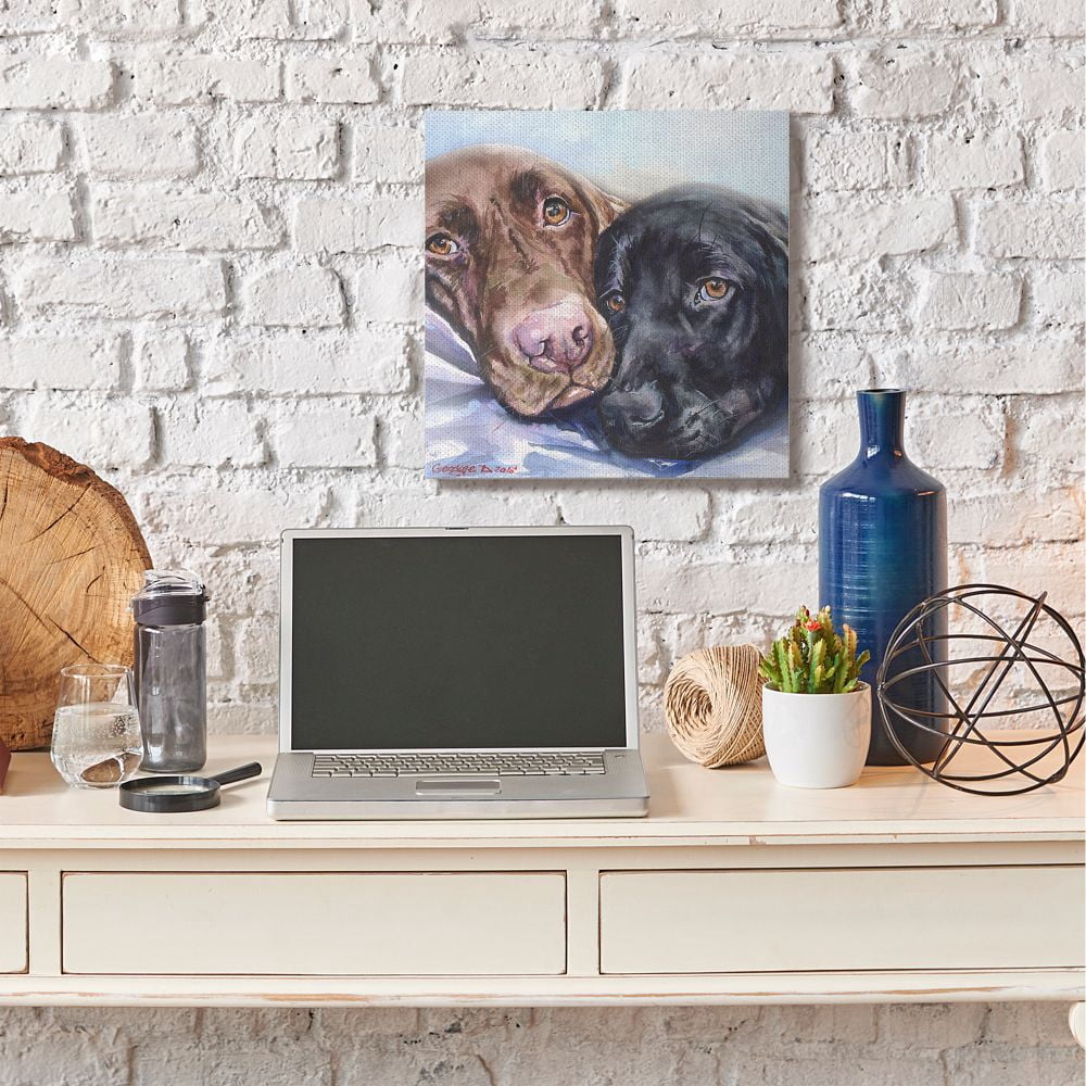 Stupell Industries Labradors Dog Pet Animal Watercolor Painting Canvas Wall Art by George Dyachenko