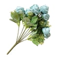 thumbnail image 4 of Ramo de flores falsas de la ceremonia de la boda de la decoración floral de la simulación de la flor de rosa artificial de 9 cabezas, azul Yuarrent HA8171-03B, 4 of 6