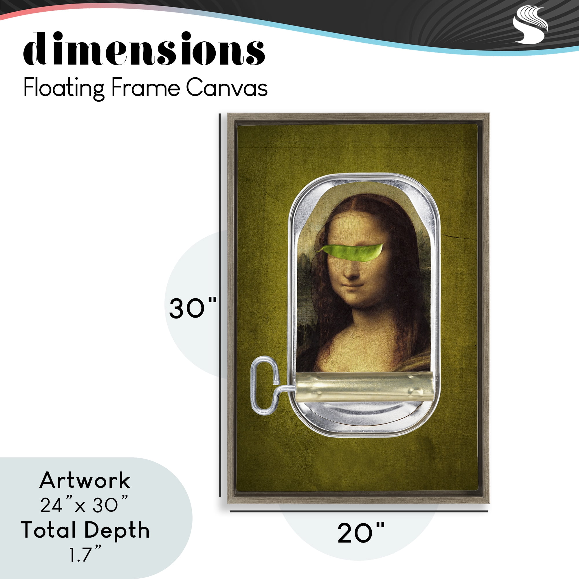 Canned Mona Lisa Brown Framed Floater Canvas Wall Art, design by Elo Marc