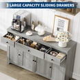 thumbnail image 3 of GloryStar Buffet de 55 Pouces avec Rangement, Bahut Moderne avec 4 Portes, 3 Tiroirs et Tablettes Ajustables, 3 of 8