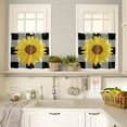 thumbnail image 4 of Kitchen Cafe Window Tier Curtains and Valance 3 Pieces Set Watercolor Sunflower Rod Pocket Window Valances Panel Privacy Short Drapes Window Treatment for Bedroom Country Black White Buffalo Plaid, 4 of 6