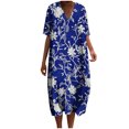 thumbnail image 2 of GaThRRgYP Contrast Panel Short Sleeve V-Collar Dress-Color Pop,Womens Summer Pockets Printing Dresses Loose V-Neck Short Sleeve Dresses Blue XXXXXL, 2 of 5