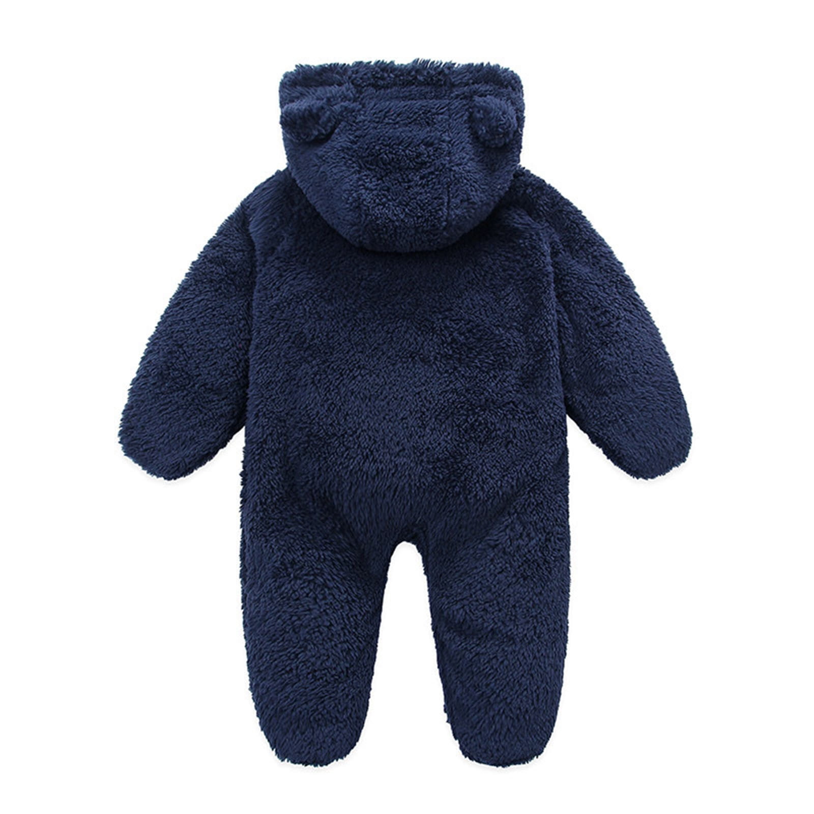 UAMVSH 2PC Newborn Baby Romper Fleece Long Sleeve Zipper Onesies Infant Boys Girls Warm Footed Hooded Jumpsuit Winter Clothes 0-12M