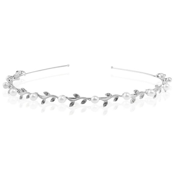 Zcyifa Silver Pearl Rhinestone Tiara for Wedding Party Costume