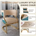thumbnail image 3 of Set of 2 Blue Beige PU Dining Chairs With Gold Iron Frame for Dining Room, 3 of 8