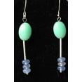 thumbnail image 3 of Green Peruvian Opal - Blue Chalcedony Sterling Silver Earrings 5799, 3 of 5