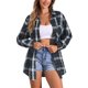 thumbnail image 1 of CAMISA DE FLANELA A CUADROS VINTAGE PARA MUJERES INSPIRE CHIC, DE MANGA LARGA, CON BOTONES Y CUELLO DESCENDIDO, BLUSAS CASUAL, CáRDIGAN S AZUL, 1 of 1