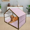 thumbnail image 2 of Cartoon Pet House, Rectangle Diamond Pattern with Funny Owls Sleeping Moons Stars and Clouds Abstract, Outdoor & Indoor Portable Dog Kennel with Pillow and Cover, 5 Sizes, Purple Pink, by Ambesonne, 2 of 4