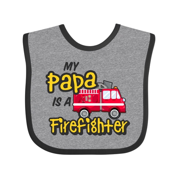 Inktastic My Papa is a Firefighter with Fire Truck Boys or Girls Baby Bib