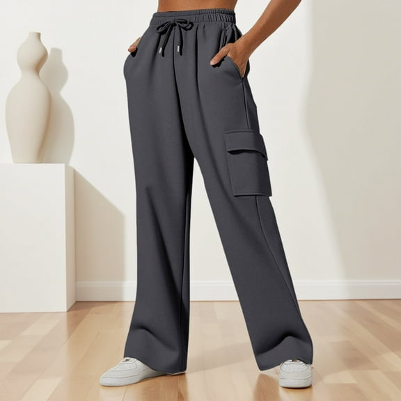 BILIKEYU Women's High Waist Loose Sports Pants, Sweatpants Women, Wide Leg Pants Woman, Womens Pants