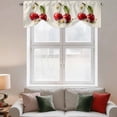 thumbnail image 3 of Cherry Tie Up Valances Curtain, Adjustable Kitchen Oil Painting Fruit Farmhouse Daisy Linen Texture Valances for Windows Decor, Rod Pocket Short Curtains Set for Bedroom/Bathroom, 42"x12", 3 of 9