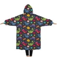 thumbnail image 2 of Oversized Wearable Blanket Hoodie,Colorful Dinosaurs Spaceships Planets Pattern Sherpa Blanket Hoodie with Super Pockets,Super Warm Fuzzy Pullover for Women & Men, 2 of 6
