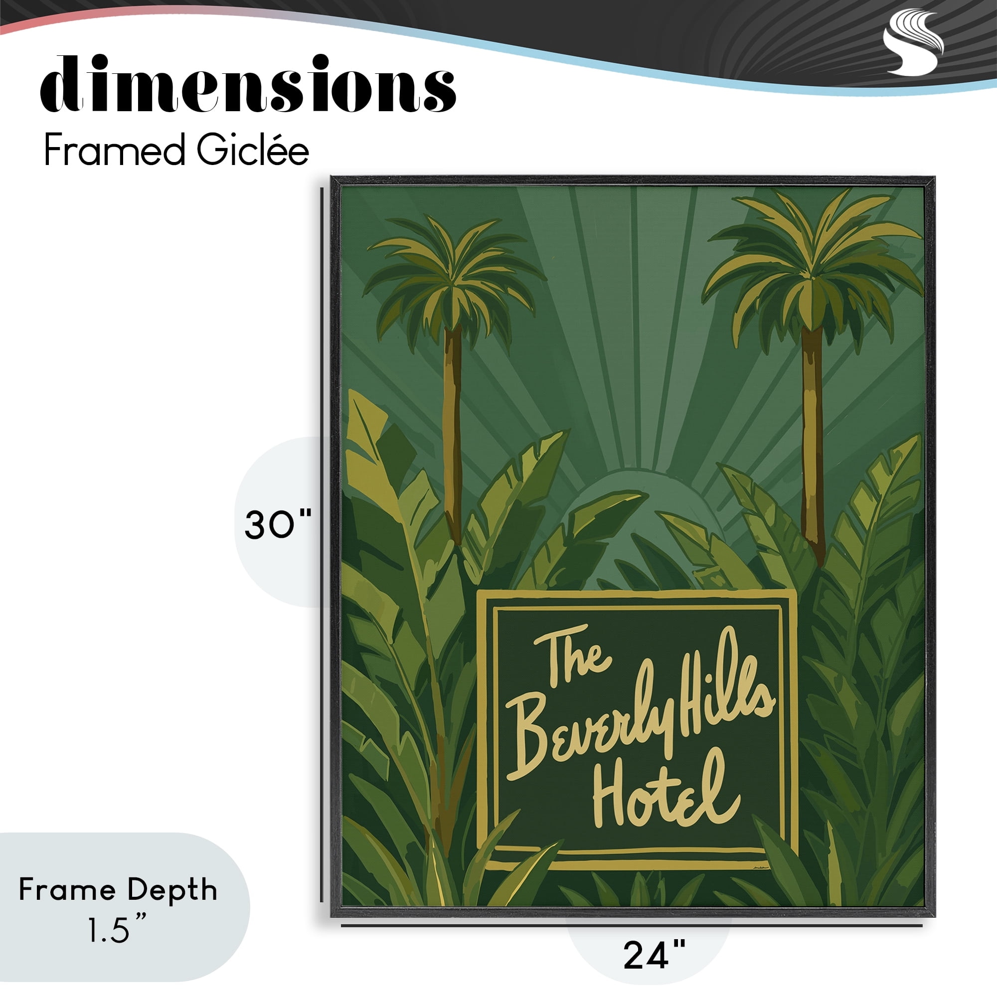 Stupell Industries Retro Beverly Hills Hotel Black Framed Giclee Art, design by Amelia Noyes