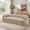Camel, variant on 98.4'' White Corduroy Boneless 3-Seater Floor Sofa, Cloud Soft Upholstered Deep Seat Couch, Assembly-Free Cream Style Sofa with 2 Pillows for Apartment Small Spaces