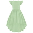 thumbnail image 3 of MIXUE Toddler Girls Casual Dresses Kids Summer Solid Color Crew Neck Fly Sleeve Formal A Line Slim Dress Outwear,Green,5-6 Years, 3 of 3