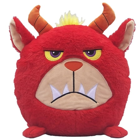 Hangry Petz: Rogue Monster - 12 Red Animal Plush Squeeze Tummy For Sounds Hungry Angry Expression Embroidered Face Soft Round Companion Kids