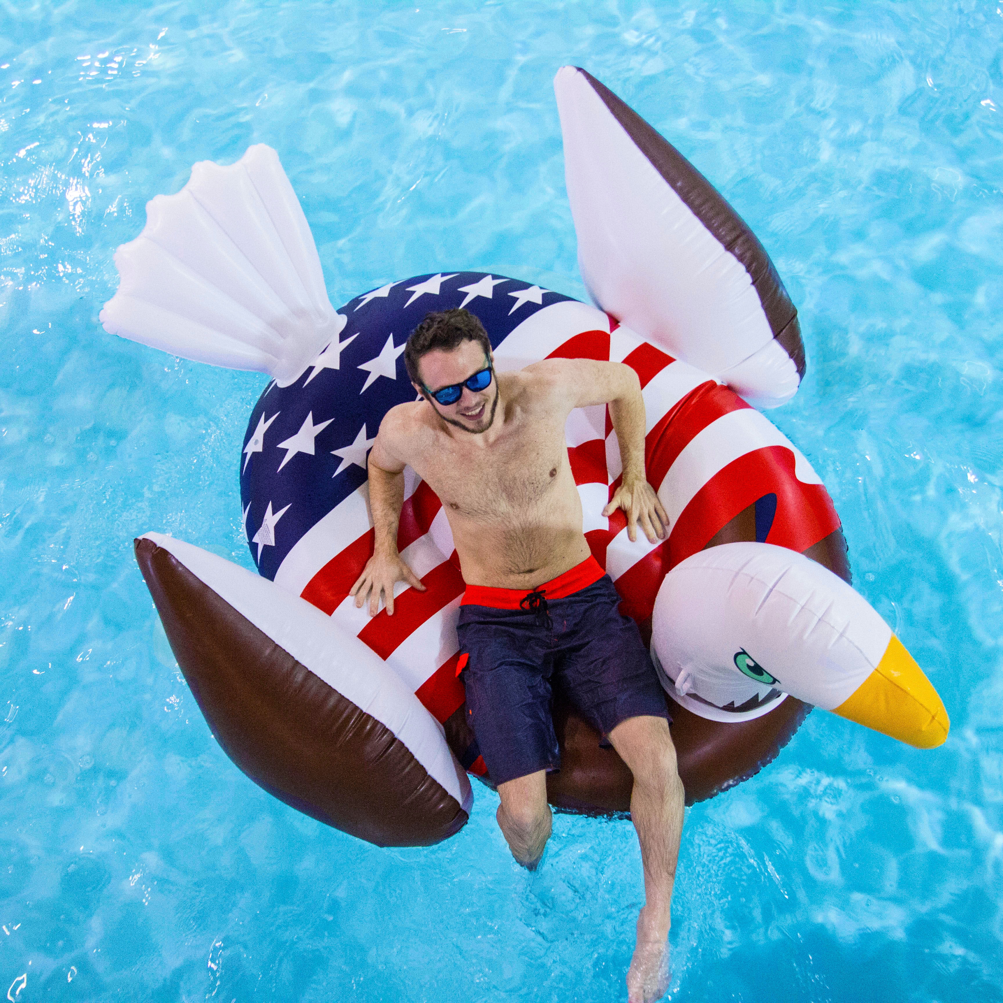 Giant Rideable Patriotic American Bald Eagle Inflatable Swimming Pool Float 