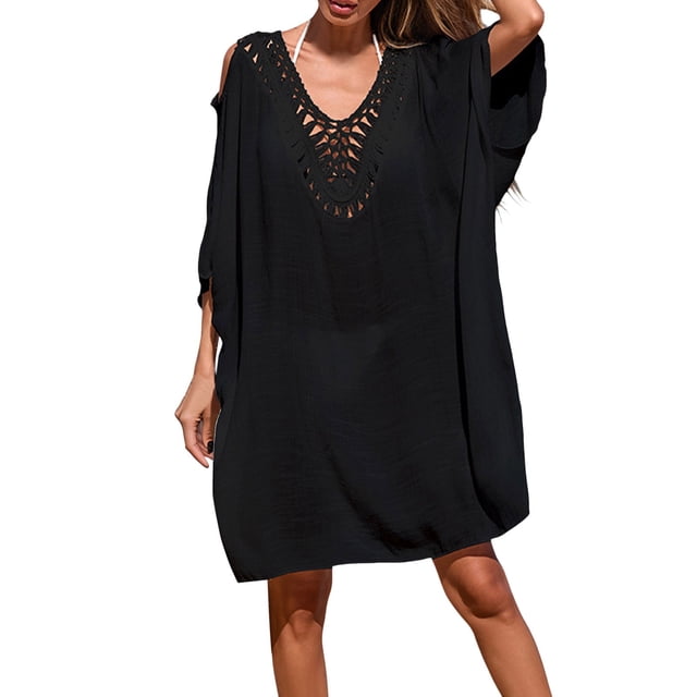 Riforla Womens Swim Cover up Plus Size Loose Beach Dress with Crochet ...