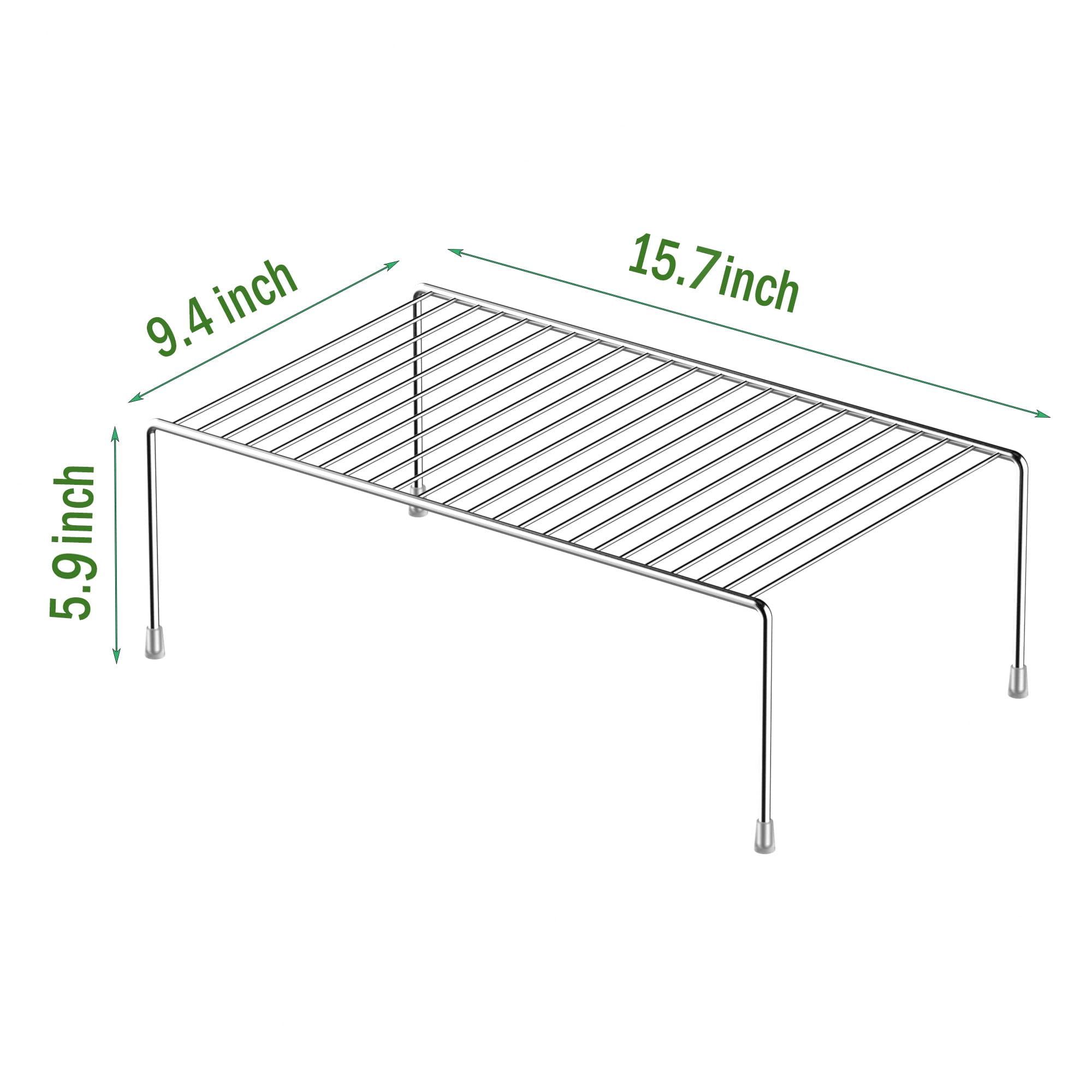 2 Pack Large (15.7 X 9. 4 Inch) Cabinet Storage Shelf Rack  Rustproof Kitchen Counter And Organizer For Fridge Bathroom Chrome