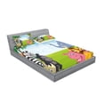 thumbnail image 2 of Ambesonne Animal Fitted Sheet & Pillow Sham Set, Savannah Animals Cartoon, King, Multicolor, 2 of 2
