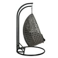 thumbnail image 4 of LeisureMod 2 Person Wicker Egg Chair Outdoor Indoor Bedroom Patio Hanging Lounge Swing Hammock Chairs with Black Stand and UV Resistant Cushions (Black), 4 of 6