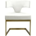 thumbnail image 3 of Maklaine Contemporary Cream Velvet Dining Chair with Rich Gold Metal Base, 3 of 5