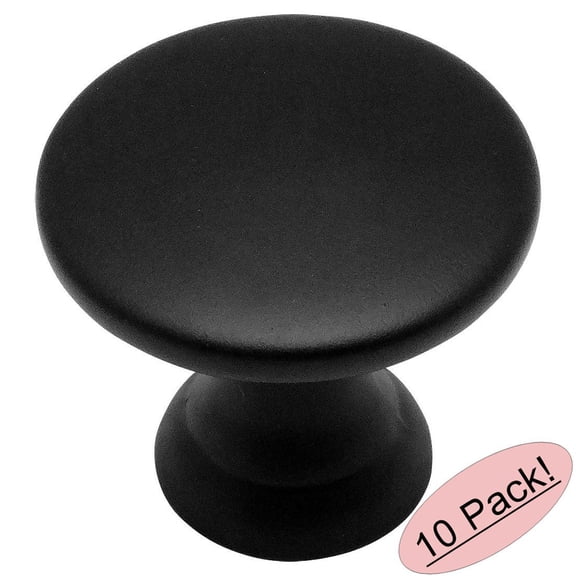 Cosmas 4545FB Flat Black Cabinet Hardware Round Knob - 7/8" Diameter - 10 Pack