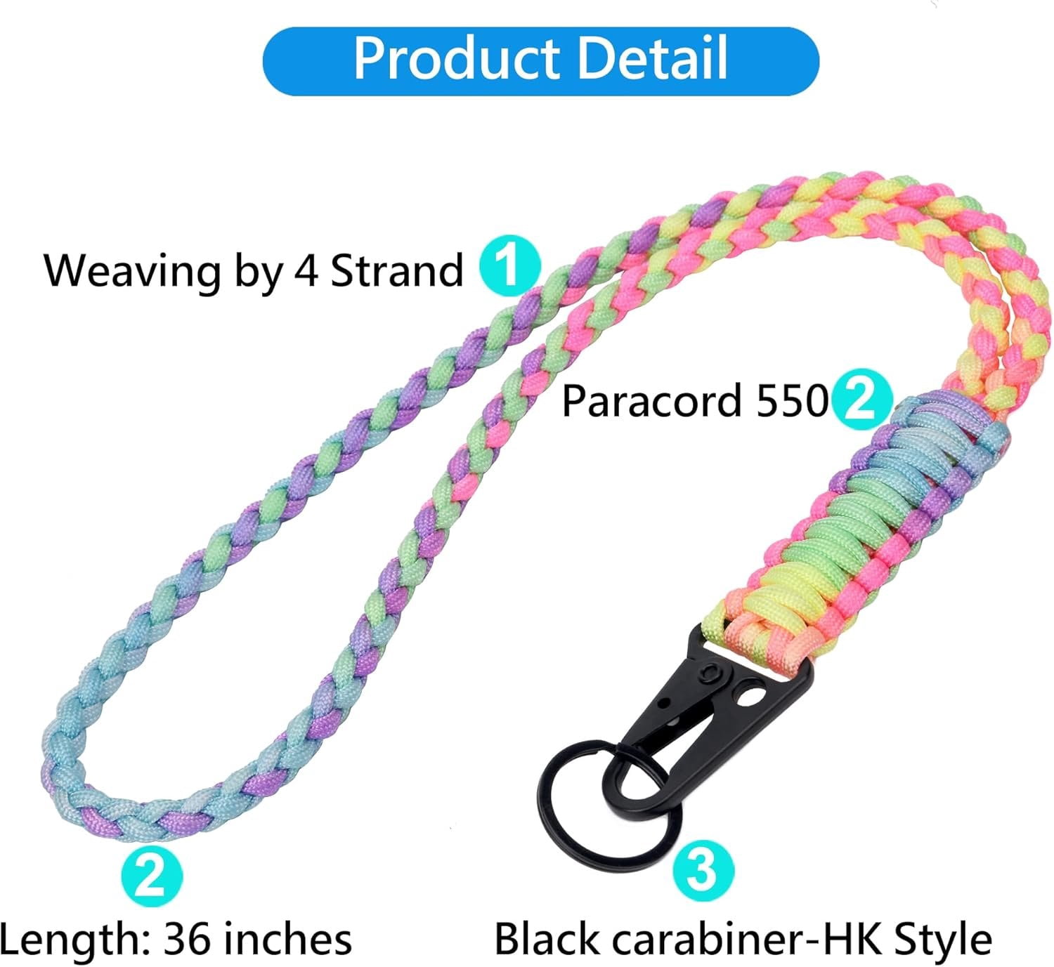 Heavy Duty Paracord Lanyard , Paracord Necklace Cell Phone  Whistles Wrist Braided Strap