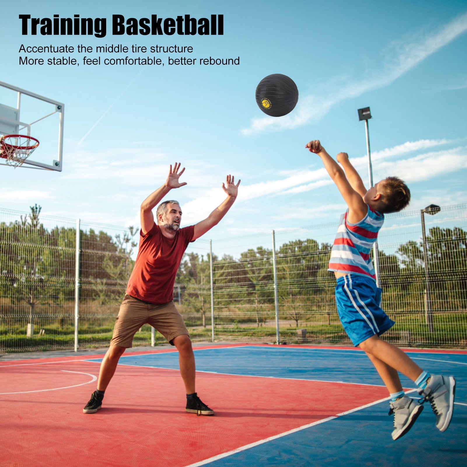 YAHHU Weighted Training Basketball Size 7 (29.5 inches / 75 cm) PU Leather Heavy Trainer Basketball for Men Women Pro Practice Yellow Word 2.8 lbs / 1.3 kg