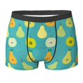 thumbnail image 6 of Men's Boxer Briefs, Cute Pear Blue Soft Comfy Mens Underwear Boxer Briefs Breathable With Widen Waist, 6 of 7