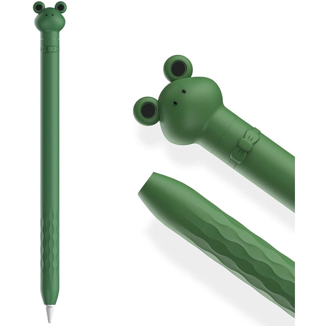 ER (Apple Pencil 1.ª, Rana) Lindo estuche de dibujos animados para Apple Pencil 1.ª generación, funda de silicona suave, accesorios de protección Apple Pencil 1.ª generación Rojo Verde
