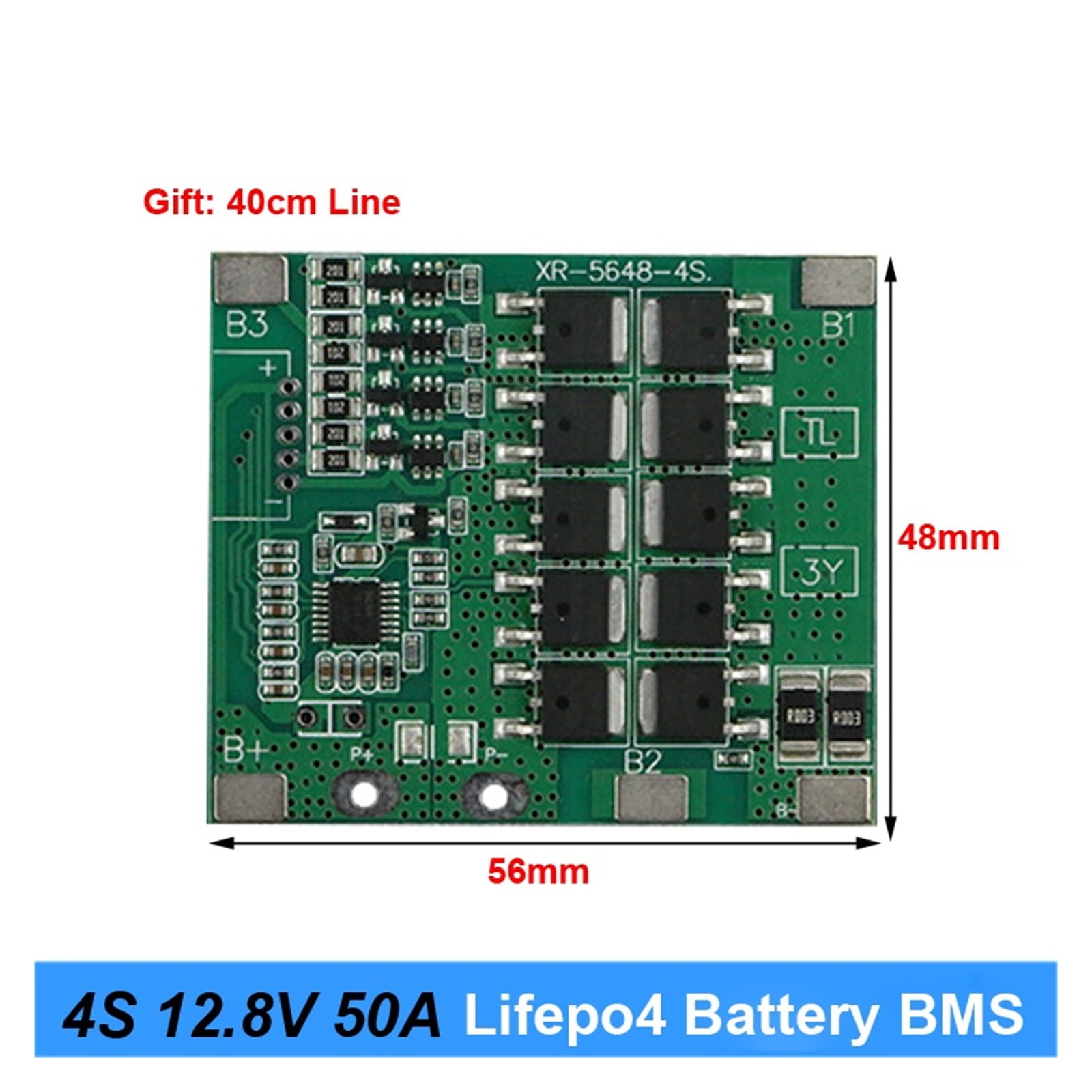 4S 50A 12.8V 14.4V 32650 32700 Battery BMS Board For Solar Panel Or Electric Boat Uninterrupted Power Supply 12V ,Multi -Function Protection